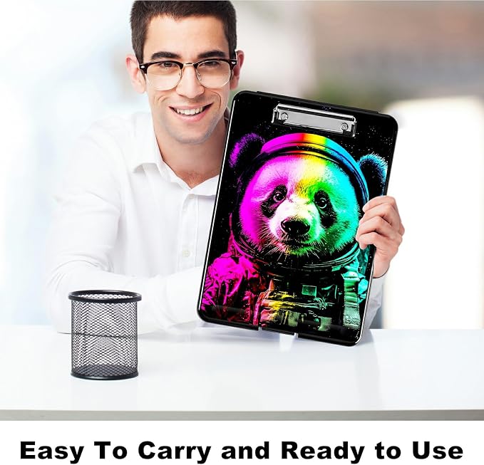 Planet Panda A4 Clipboard with Storage Pen Holder, Clipboards Organizer Nursing Clipboard Foldable File Folder Plastic Clipboard Folio Clip Board for Office Students Classroom Doctor