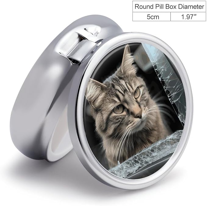 Pill Box Portable Pet Smashes Glass in Car Pill Case Cute Pill Organizer for Vitamins Supplements
