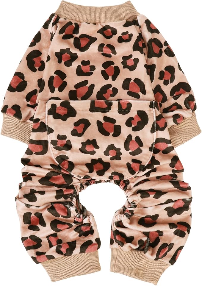 PUPTECK Soft Fleece Dog Pajamas for Small Medium Dogs, Dog Onesie Puppy Sweaters Clothes Jumpsuit Pjs, Cute Jammies Cat Coat Pet Costume Apparel