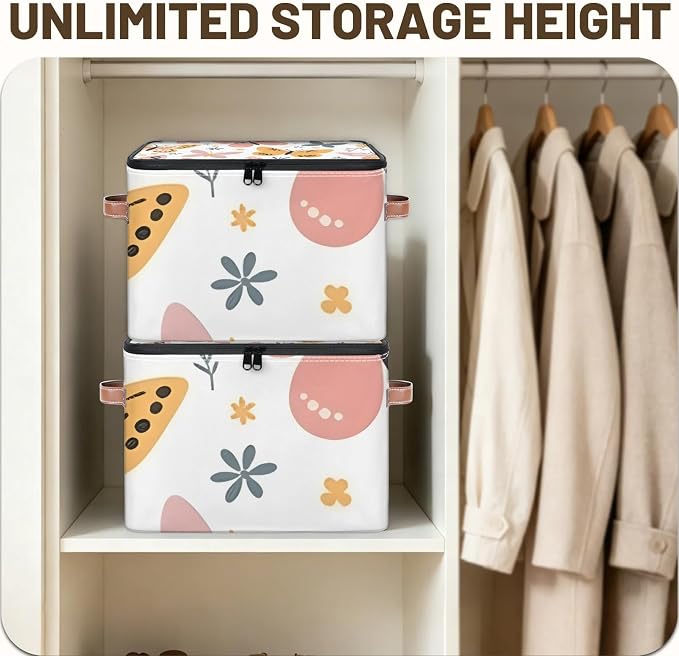 Pink Butterfly Foldable Storage Bin with Lid Zipper | Closet Shelf Organizer, Boxes, Basket Containers for Home, Lidded Storage Cube for Bedroom, Waterproof, with Handles