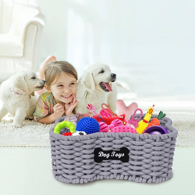 Dog Toy Basket, Large Woven Storage Bin, Pet Toy Basketfor Living Room,Toy Storage Organizer with Handles Stylish Dog Toy Bin for Dogs and Puppies