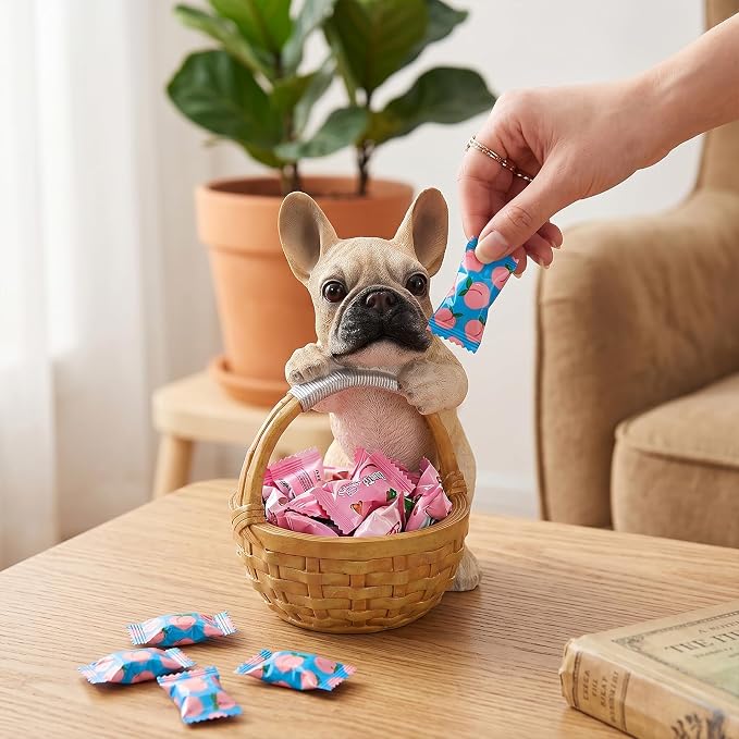 French Bulldog Key Bowl for Entryway Table - Large Capacity Decorative Key Holder Bowl - Weighted Candy Dish for Office Desk, Stable Animal Storage Basket for Home Decor