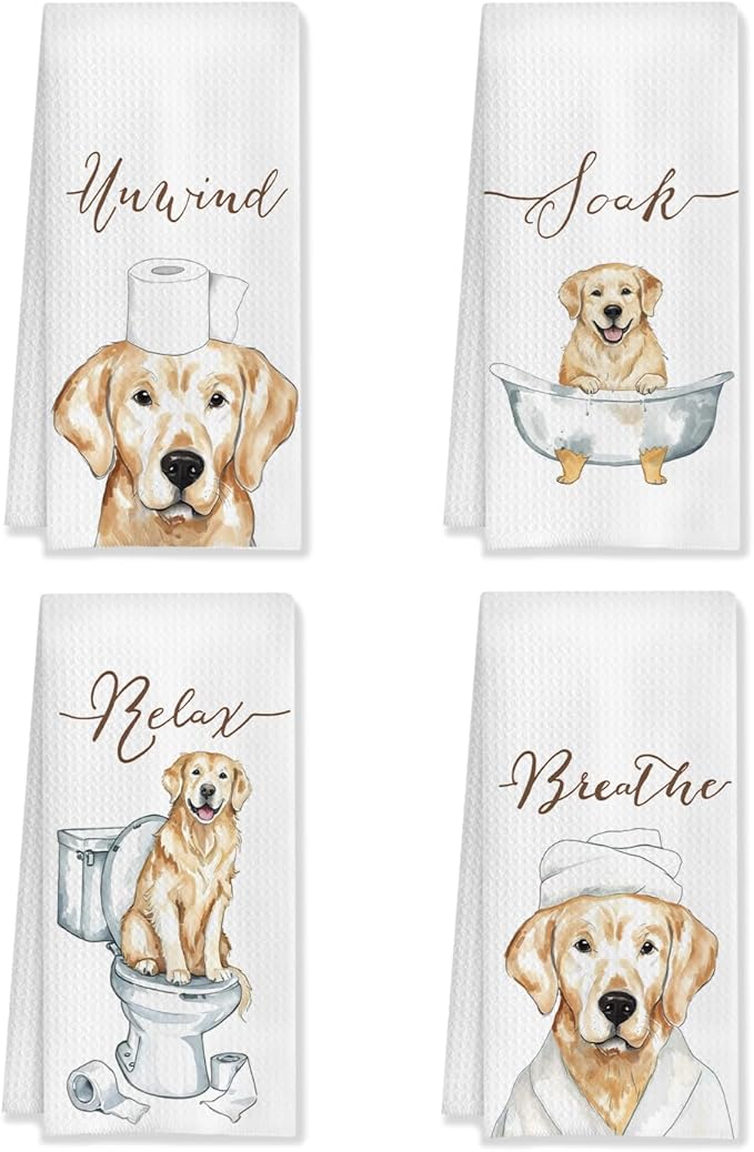 Golden Retriever Gifts Hand Towels Set of 4, Golden Retriever Gifts for Lovers Women, Dog Decor Hand Towels for Bathroom,16x24 Inches