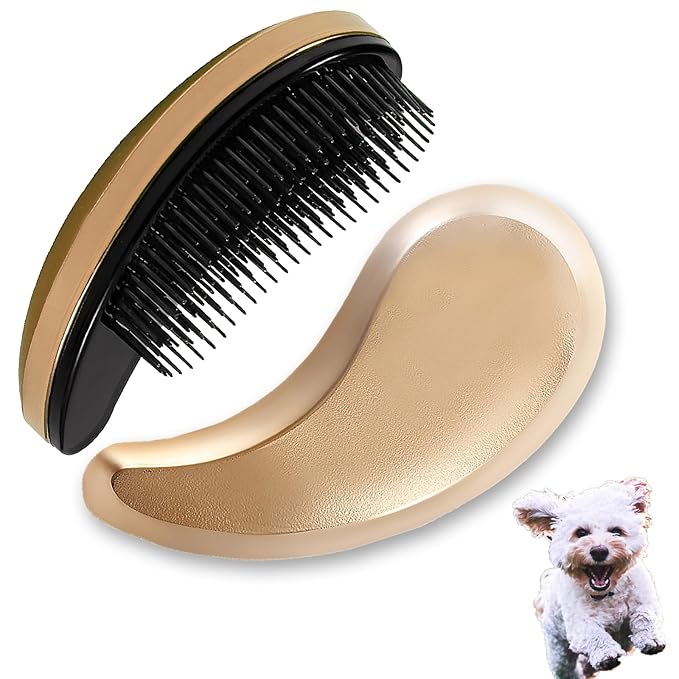 Small Dog Brush, Soft Pet Grooming Brush for Shih Tzus, Yorkies, Maltipoos, Maltese, Puppy Massaging Hair Brush, Cat Brush, for Small Animals Rabbits of All Hair Types (Golden)