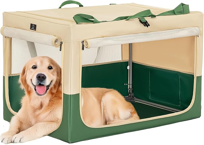 A 4 Pet 40-in Collapsible Soft Dog Crate, Large Dogs, Travel | patented screw frame, Lockable zippers, waterproof base, washable cover, outdoor/indoor/car