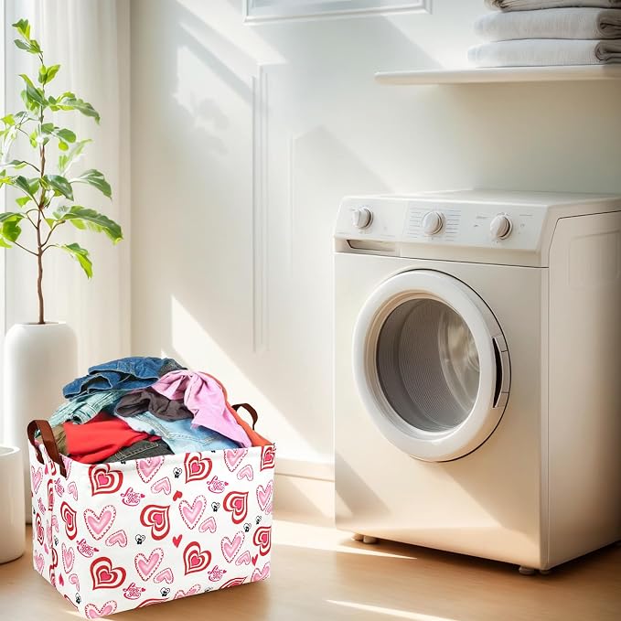 Valentine's Day Basket Gift for Empty Cute Heart Large Storage Bin for Kid and Baby Room Décor (Love you heart)