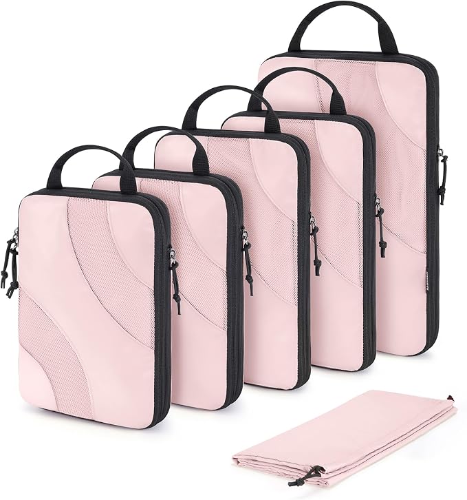 BAGSMART Compression Packing Cubes for Travel | Lightweight suitcase organizers bag set, space-saving double zipper expansion for carry-on luggage & travel organization
