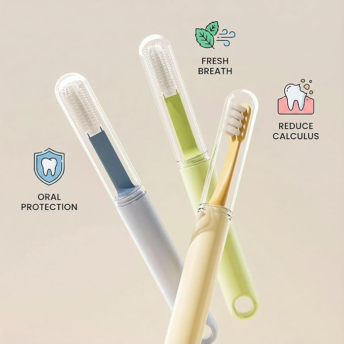 Dual-Head Pet Toothbrush for Small Dogs, Cats, Rabbits & Hamsters - Soft-Bristled Animal Oral Care Toothbrush (Blue)
