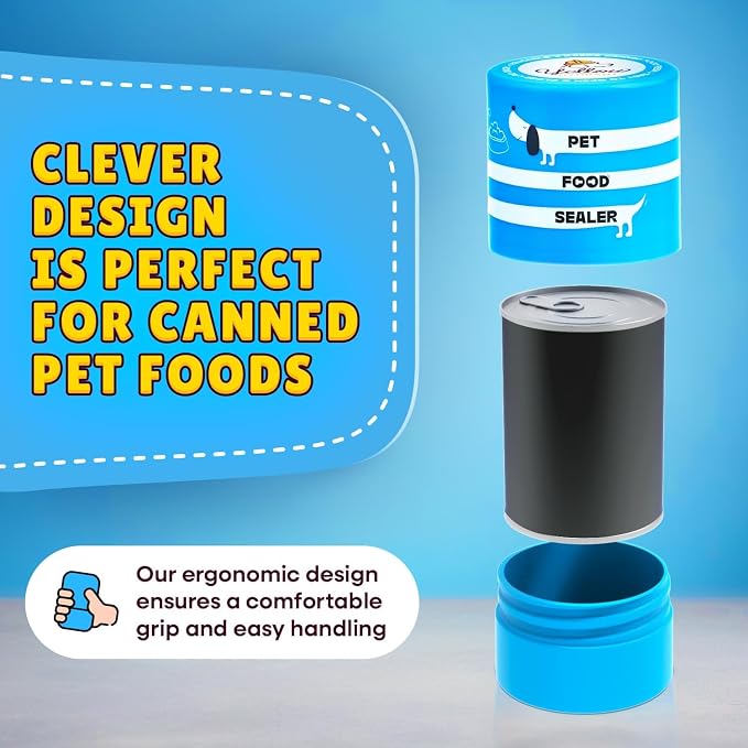 The Original Canned Dog Food Storage Container Patent Pending Reusable Airtight Can Cover Pet Food Sealer - Keeps Dog Food Can Fresh in the Fridge, Eliminates Odor, Easy to Use