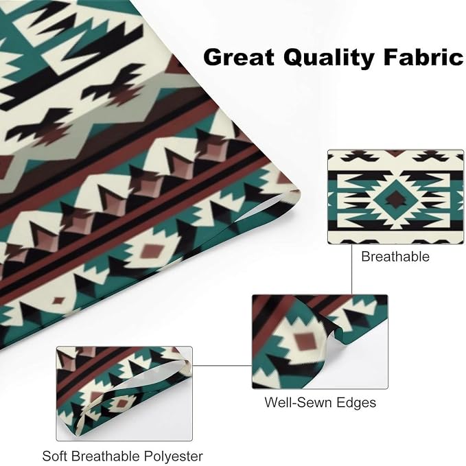 Adjustable Comfy Pets Triangle Scarf for Small, Medium, Large Dogs and Cats Running, Walking, Outdoor Activities Use (Teal Turquoise Tribal Navajo Aztec Geometric Ethnic Pattern)