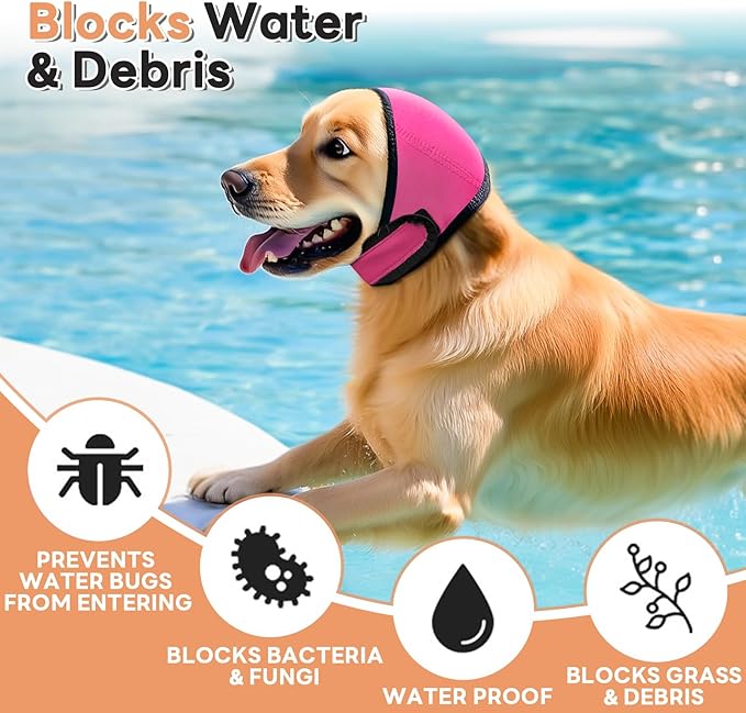 Dog Ear Muffs Noise Protection, Water-Resistant, No-Shake Ear Muffs for Grooming, Bathing, Swimming & Noise Relief