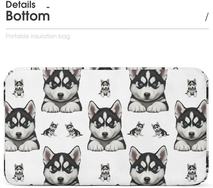 Insulated Lunch Bag with Smooth Zipper, Husky Dog Printing | Novelty, Lightweight Handheld Cooler Tote, Leakproof Snack Bags, for Work Picnics Climbing