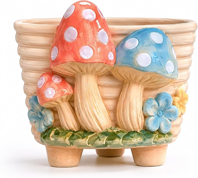 Ceramic Mushroom Shaped Pen Pencil Holder for Desk Decoration Accessories Mushroomb Decor Makeup Brush Pen Cups Office School Ideal Gifts for Women, Mom or Birthdays