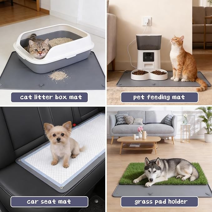 Pee Pad Holder for Dogs, 25.5” x 35” Silicone Dog Puppy Pad Holder, Non-Slip Rubber Mat with Raised Edges to Reduce Mess, Versatile Pee Pad Tray for Male & Female Dog Indoor Potty Training