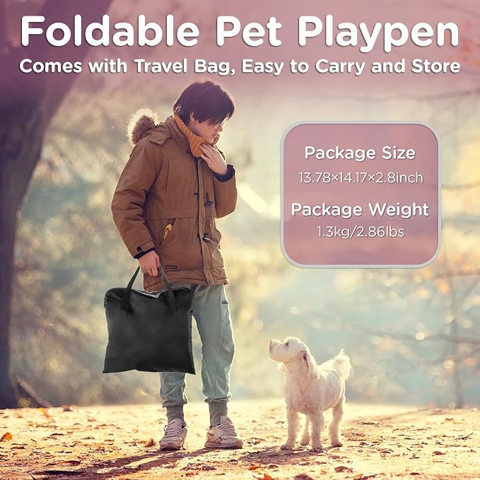 Paw Ballt Foldable Pet Kitten Playpen, Upgrade Waterproof Portable Cat Dog Playpen Kennel Tent for Small Cat Dog, Retractable Shade Cover with Free Carrying Case, Indoor Outdoor Use for Small Pet.