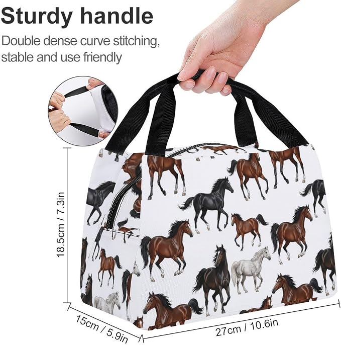 Large Insulated Cooler Lunch Bags, Horse Dreams | Reusable, Lightweight Food Carrier Bag, Leakproof, Versatile Meal Tote, for Snacks Drinks Fruits