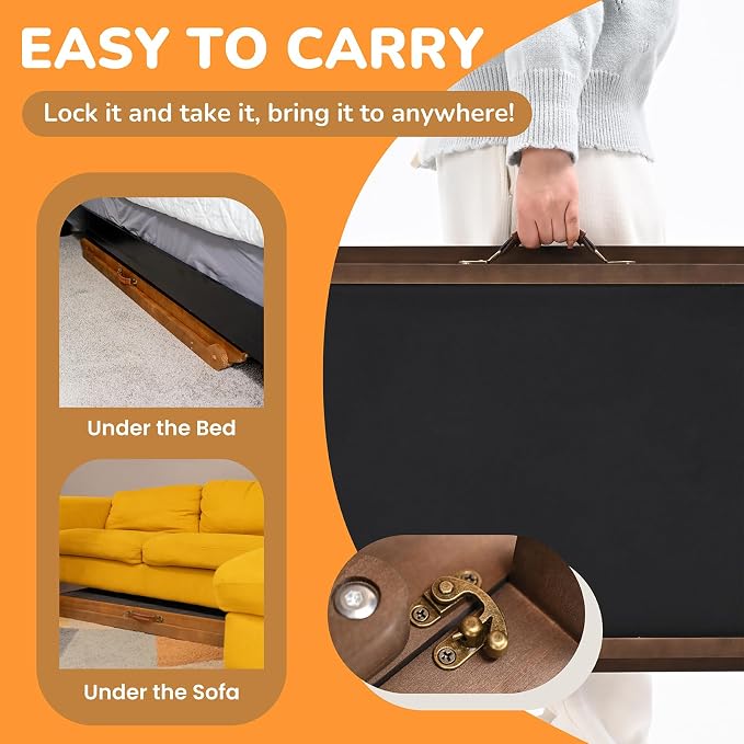 Dog Ramp for Bed & Couch, Foldable Wooden Pet Ramp, 5 Adjustable Heights | Height up to 23.5", Portable Dog Ramp with Non-Slip Rubber Surface & Safety Railings, Pet Ramp for Small, Large, Senior Dogs