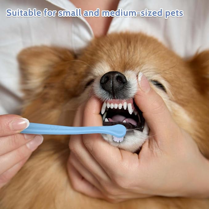 2 Pack Dog and Cat Toothbrush Kit - Mini Head Soft Brush for Deep Clean - Suitable for Puppy, Kitten, Small Pets - Portable Travel Friendly and Easy to Use