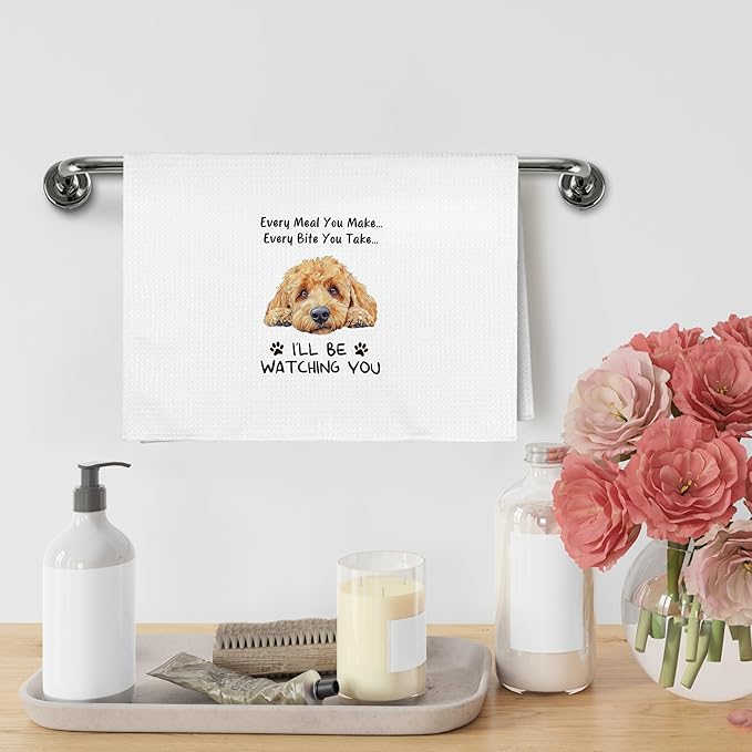 Funny Goldendoodle Every Meal You Make Every Bite You Take Kitchen Towels, Goldendoodle Golden Doodle Gifts for Owners Women, Golden Doodle Decor Dish Hand Tea Towels for Bathroom, 16x24 Inch