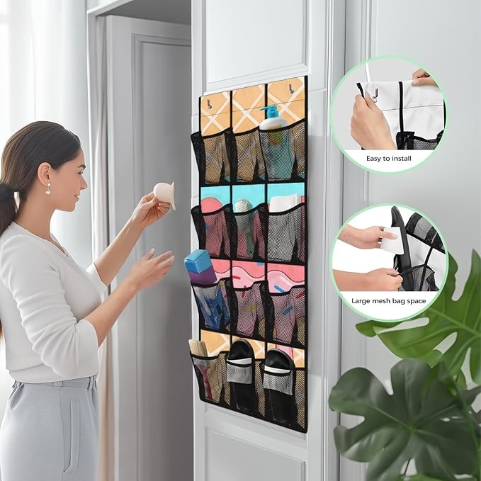 Over the Door Shoe Organizer,Ice Cream Pattern Shoe Organizer Door Hanger,Shoes Hanger Storage Organizer Bag for Bedroom Waterproof Reusable
