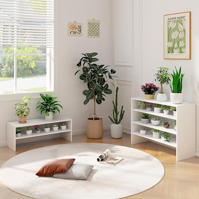 COSTWAY 6-Tier Shoe Rack, Extra Wide Shoe Shelf Organizer | Stackable Design, 31" Freestanding Storage Shoe Stand for Small Space Entryway Hallway Closet (White)