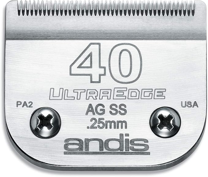 Andis 64084 UltraEdge Detachable Blade Size 40 – Carbon Steel Dog Clipper Blade, 1/100" Cut Length, Ultra Close Precision Grooming