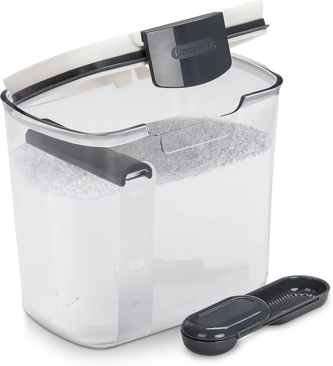 ProKeeper 1 Quart Airtight Powdered Sugar Storage Container – Grey, BPA-Free Plastic | Includes a Dusting and Measuring Spoon and Leveling Bar, Holds Up To 1lb Bag of Powdered Sugar, BPA-Free and Dishwasher Safe
