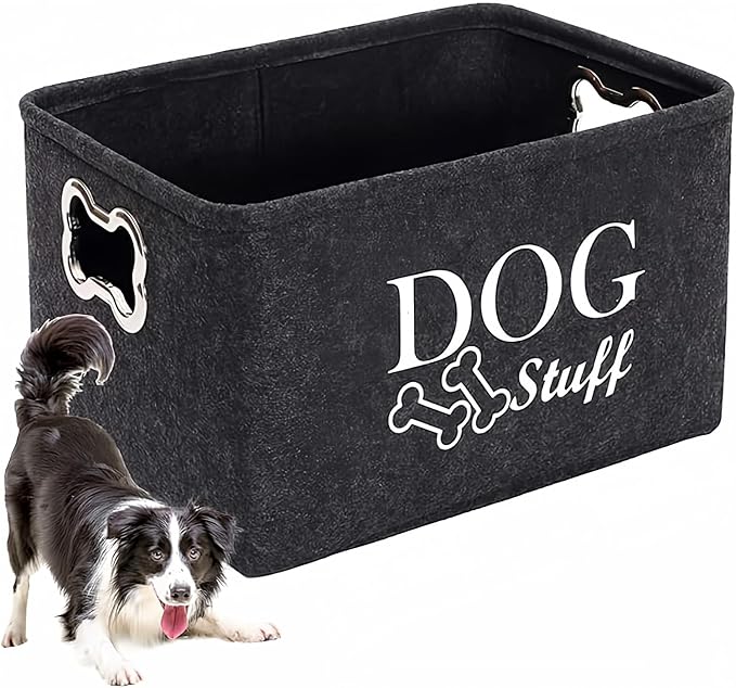 Dog Toy Bin Box Basket Storage container，Pet Toy Basket Bin Box For Dog Toys，Dog Toy Baskets With Metal Handles