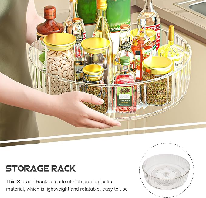 Rotatable Storage Plate Rack for Office and Bathroom, Sturdy Pet Kitchen Organizer Shelf for Spice and Kitchen Supply Storage, Design for Holiday and Hotel Use
