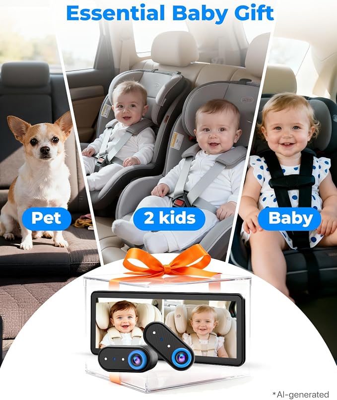 LUCKVIEW BM5PRO Dual Baby Car Camera, Blue 7.2" 1080P Monitor