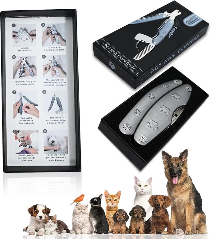 Heavy Duty Dog Nail Clipper for Large Dog Thick Nail, 3in1 Professional Dog Nail Trimmer Sharp Blade