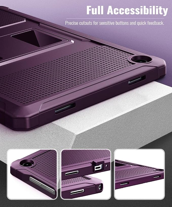 MoKo Shockproof Case Fit Samsung Galaxy Tab A11+ Plus/ A9+ 11 Inch | Full Body Rugged Stand Back Cover with Built-in Screen Protector for Galaxy Tab A11+/ A9+ Tablet, Dark Purple