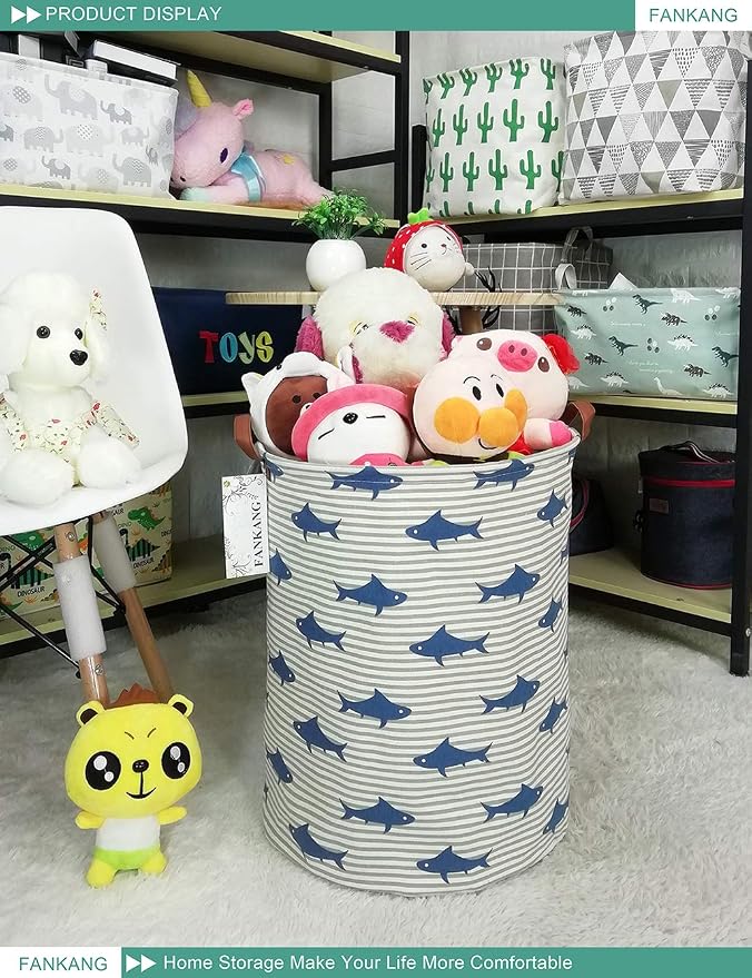 Storage Bin Foldable Nursery Organizer Basket Shark | Foldable with Waterproof PE Coating Organizer Bin for Kids Boys and Girls,Office,Bedroom,Clothes
