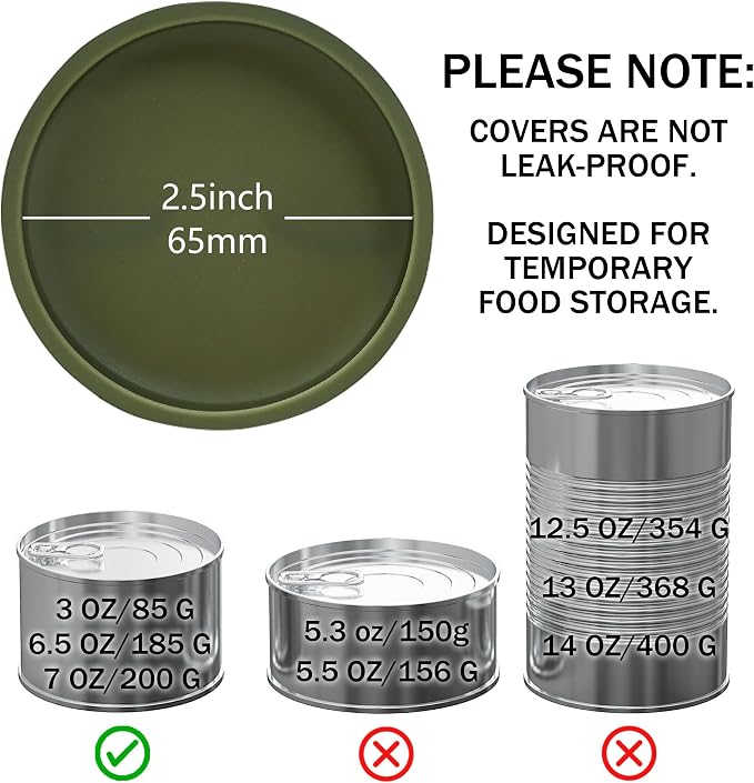 OHMO Cat Food Can Lids for 3oz Small Pet Cans, 2pcs, Camo Green | BPA-Free Silicone Can Cover, 2.5oz, Flexible&Durable, Reusable, Secure Seal, Easy to Clean, Keep Opened Meals Fresh