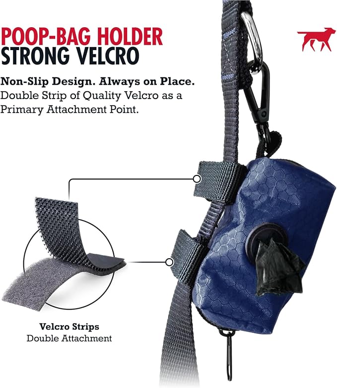 Tuff Pupper Dog Poop Bag Holder | Works with Any Dog Leash | Zippered Waste Bag Dispenser | Waterproof with Rust-Proof Clip | Convenient Lightweight Design | Includes 2 Rolls of Leak-Proof Bags