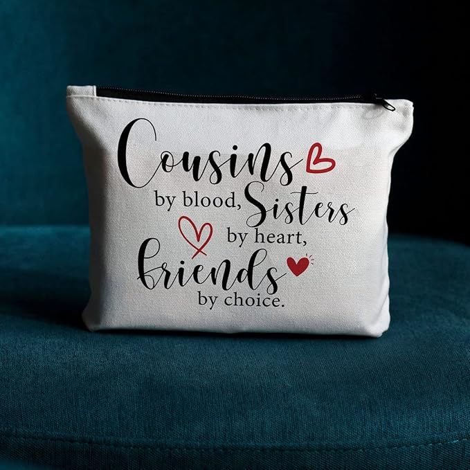 Cousin Gifts Makeup Bag Friends Gifts Cosmetic Bag Travel Toiletry Pouch | Hanksgiving Christmas Graduation Wedding Friendship Birthday Gifts for Women Girls Sisters Cousin Family Cosmetic Pouch