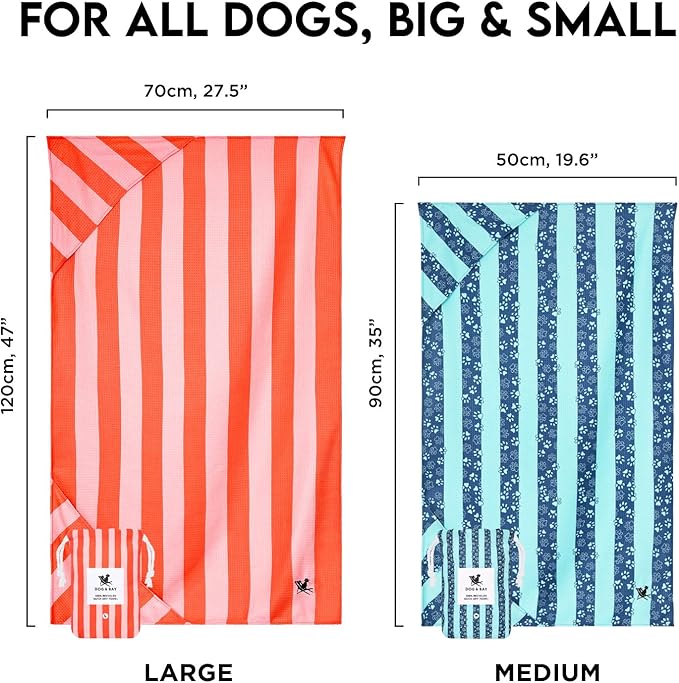 Dock & Bay Pet Towel - Super Absorbent & Quick Drying Dog Towels with Bag - 100% Recycled - Pups with Pride, Medium (90x50cm, 35x19)