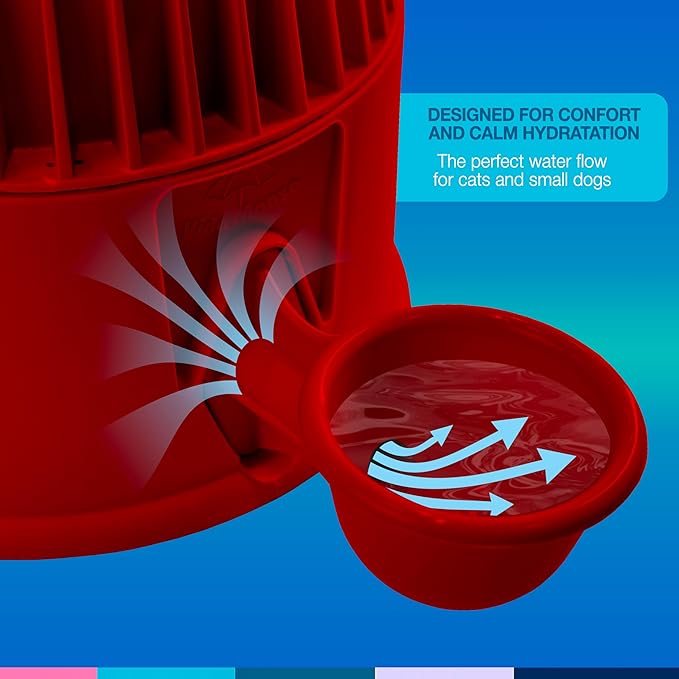 Pet Water Dispenser for Dogs and Cats, 67.6 oz – Gravity-Fed Water Bowl for Clean Drinking, Prevents Wet Fur, BPA-Free Polypropylene, Vida Mansa (Opaque Red)