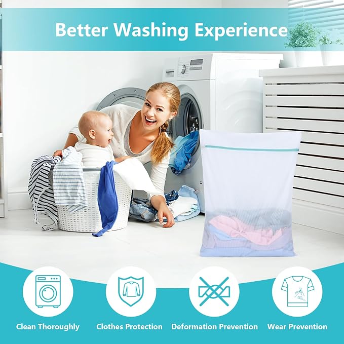 OTraki Mesh Laundry Bag for Delicates, 24 x 32 inch Large Mesh Delicates Bag for Washing Machine, Zippered Net Laundry Bag for Sweater Bed Sheet Blanket Toy College Dorm Don't Drying, Melting 140-176℉ | Laundry Net Bag with Zipper for Sweater Bed Sheet...