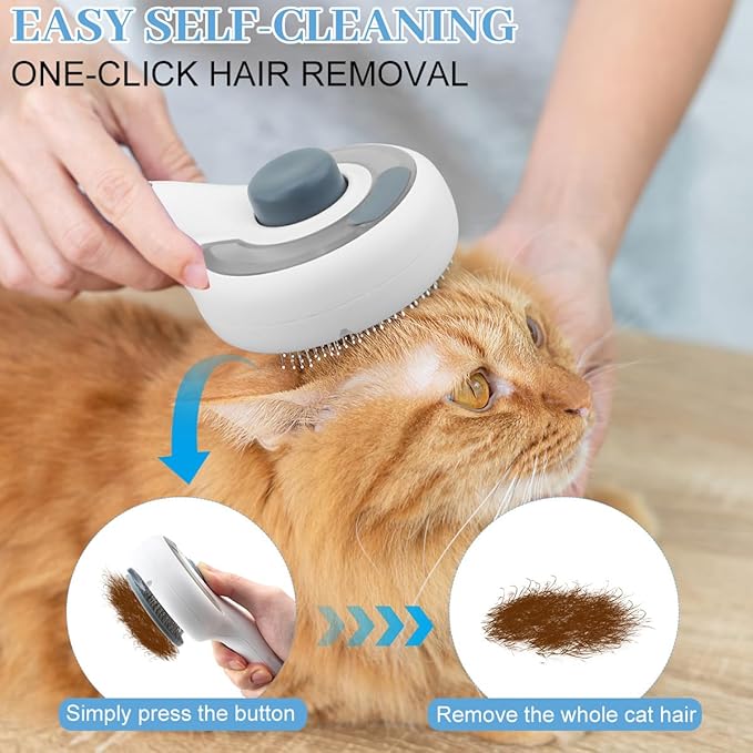 Pet Steam Brush for Dog & Cat, 3-in-1 Steam Grooming Comb - Dog Steam Brush for shedding, Brushes for Indoor Cats Steam for Shedding Hair Clean Hair Removal Comb, 1*Waterless Shampoo