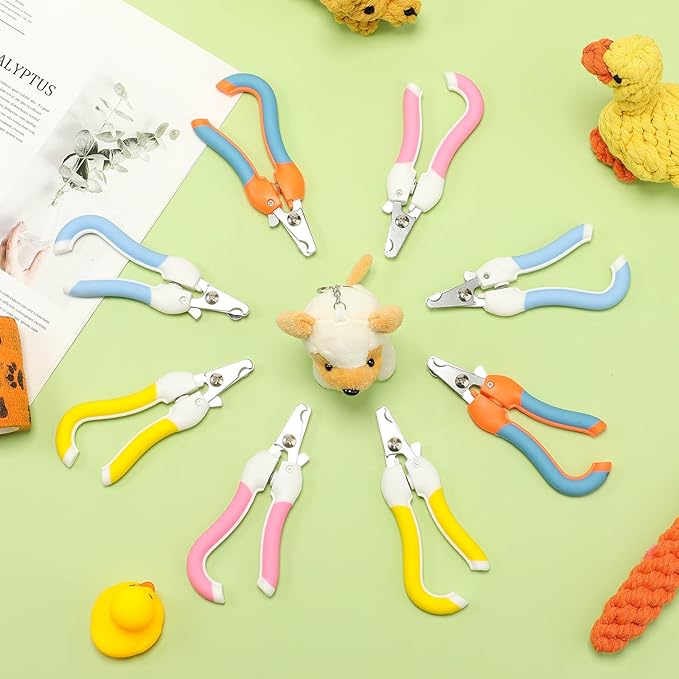 9 Pcs Small Dog Nail Clippers Bulk with Safety Guard to Avoid Over-Cutting Pet Nail Claw Grooming Pet Cutter Toenail Trimmer for Small Medium Dogs Nails Home Grooming(Fresh)