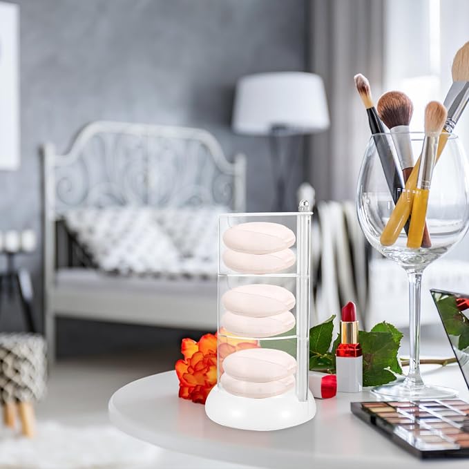 Rotatable Makeup Cotton Pads Organizer, Three Layer Pet Pp Case