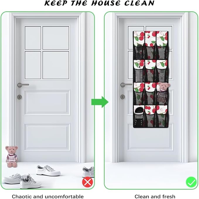 Over The Door Shoes Organizers,Cherry Heart Behind Door Shoes Hang Holder Rack,Storage for Small Spaces Waterproof Reusable
