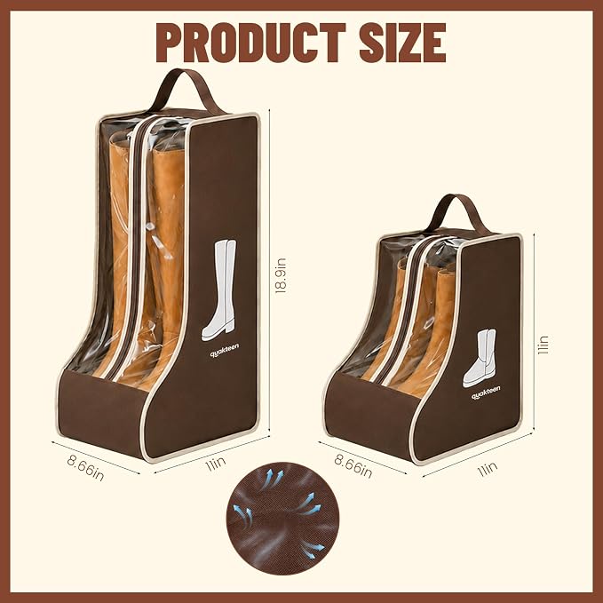 8Pack Brown Boot Storage Bag, Cowboy Boot Travel Bag, Dust Bag for Boots, Boots Protector Storage, Tall Boot Storage Carry Bag for Daily Use