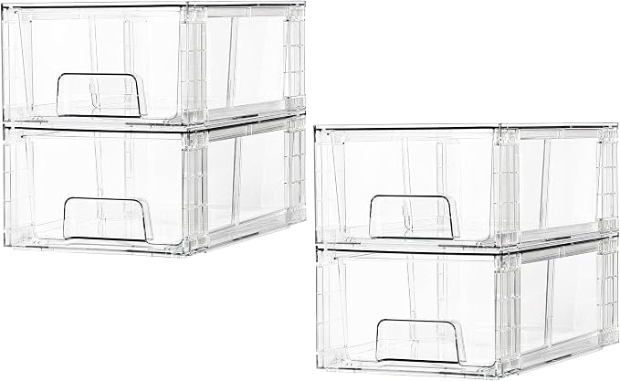 Vtopmart 8pcs Clear Organizers and Storage Bins with Lids and 4 Pack Stackable Storage Drawers