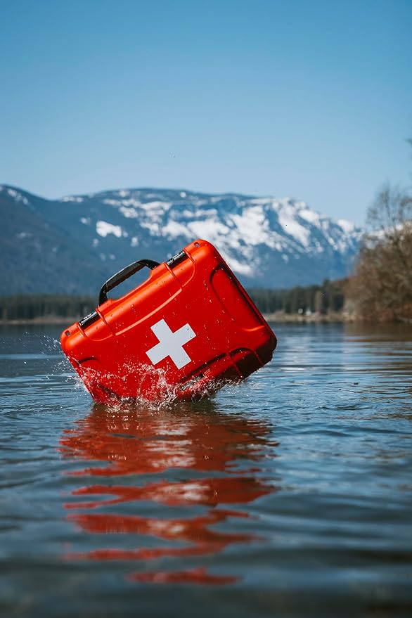 NANUK 909 Waterproof First Aid Box Empty – Durable, Medical First Aid Organizer Case, IP67-Rated, Dustproof, Impact-Resistant, and Floats (11.4" x 7.0" x 3.7") – Red | Floats (11.4' x 7.0' x 3.7'), Medical Organizer Case, IP67-Rated