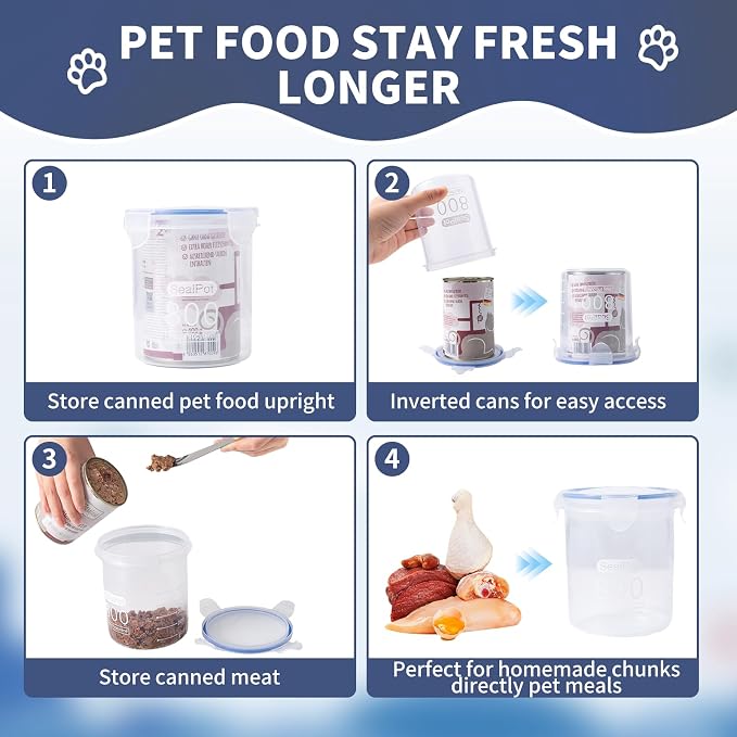 SLSON Dog Canned Food Storage Container for 13oz,13.2oz,12.5oz,12.8oz Dog Cans, Transparent Plastic Pet Food Sealer with Airtight Snap-Lock Can Cover Lids to Keep Pet Food Fresh No Fridge Odor