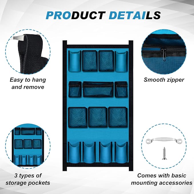 Riakrum 2 Pcs Horse Trailer Grooming Bag Hanging Horse Door Caddy Trailer Organizer Storage(Fresh,39 x 23 Inch) | Hanging Door Organizer for Trailer Stable, Mesh Pockets for Brushes Tools, Waterproof Fabric, Easy Install with Hooks