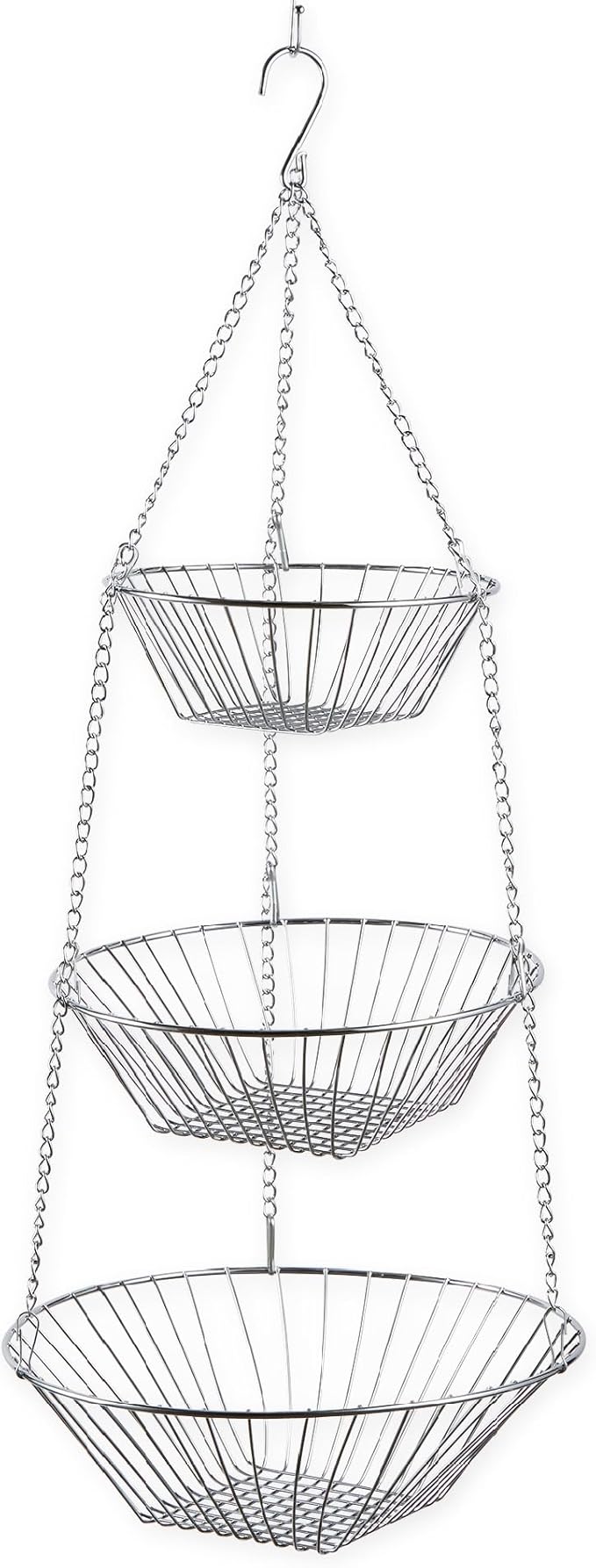 RSVP 30-by-12-Inch 3-Tier Wire Hanging Basket, Chrome