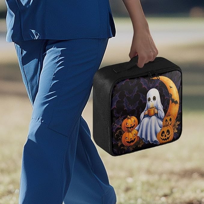 First Aid Kit Bag Cute Ghost Pumpkin Moon Empty First Aid Bag Medical Bag Empty Large Capacity for Home Office and Travel Use Lightweight Washable Soft Fabric